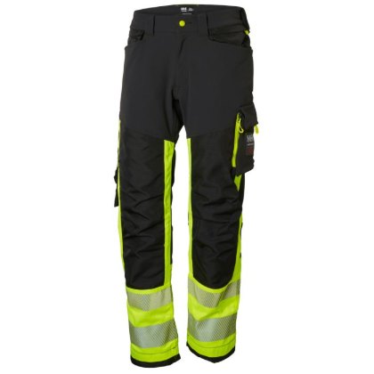 Helly Hansen Workwear arbeidsbukse i sort med synlighetsgule felt